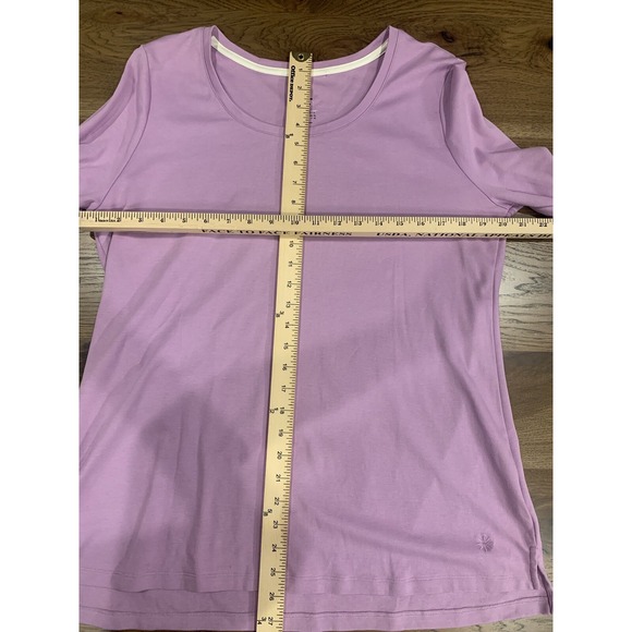 Isaac Mizrah Purple Essentials Cotton Crewneck Curved-Hem Top Minimalist - Picture 6 of 7